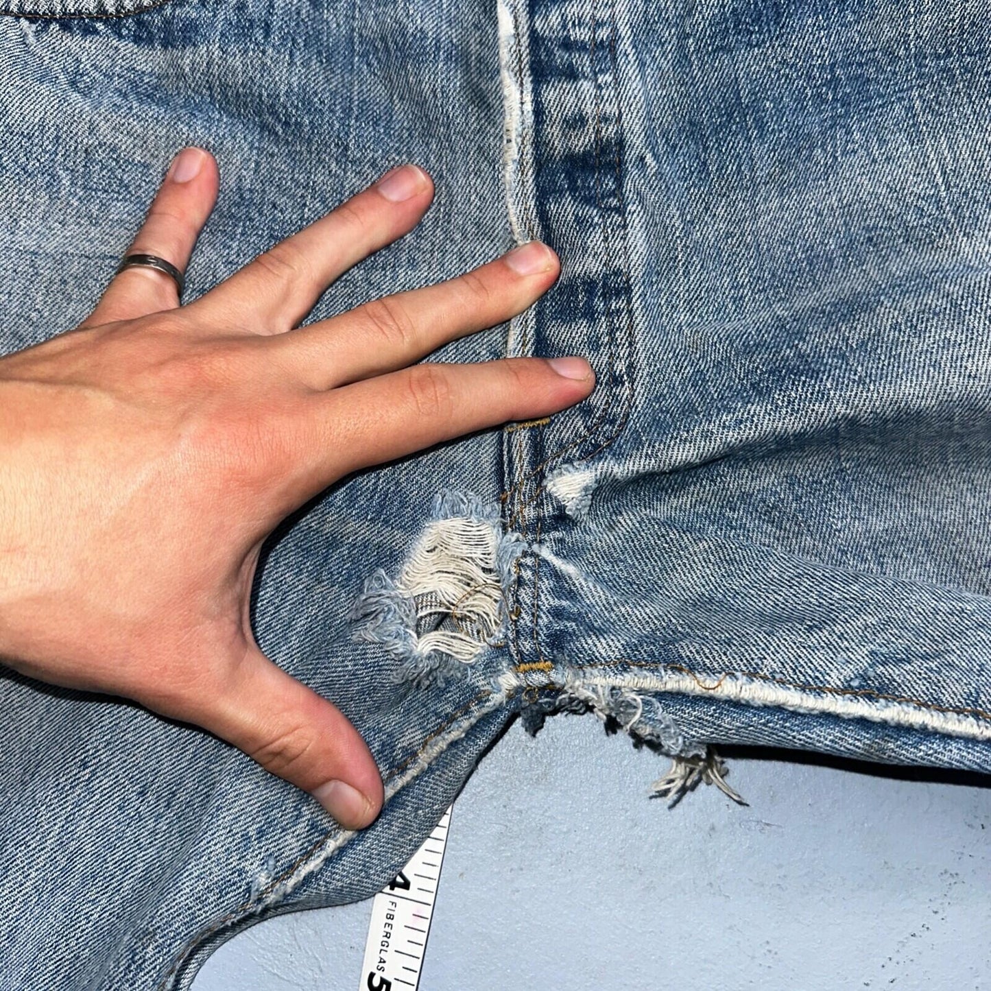 Levis 501 VTG 70s SS Redline Selvedge Jeans XX Thrashed Ripped Act 29x29