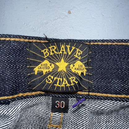 Brave Star Jeans Mens 30x30 Blue Selvedge Cone Denim Dark Wash Button Fly