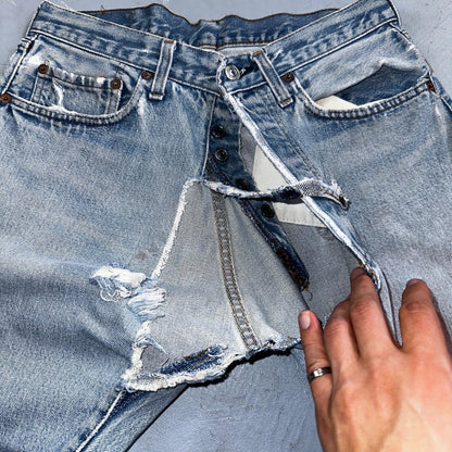 Levis 501 Vintage 80s Redline Selvedge USA XX Jeans Light Wash 32x30 Act 30x28