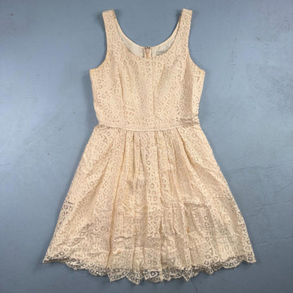 J Crew Lace Ivory Swirling Lace Pleated Sleeveless Dress Women's Size 4 Spring