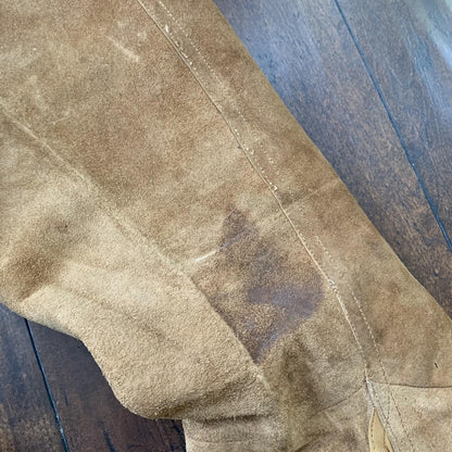 Vintage 1970s Tan Leather Suede Pants 30x31 70s California Cowboy Bell Bottoms