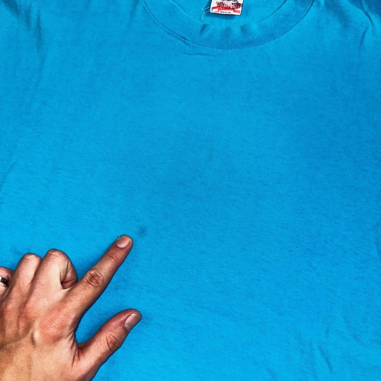 Fruit Of The Loom 90s VTG T Shirt Blank Lot Blue XL Cool Used Single Stitch Worn