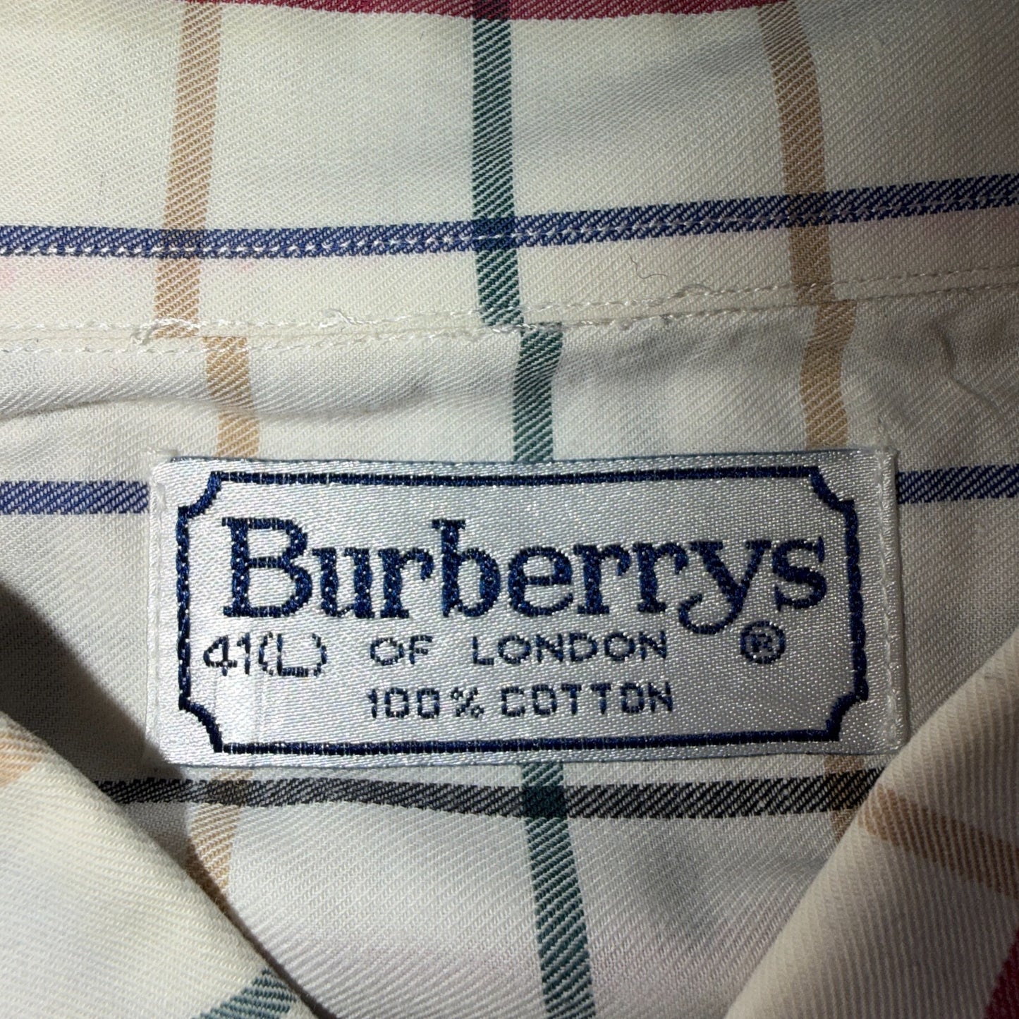 Burberrys London White Check Button Down Shirt 100% Cotton Men's L VTG Designer