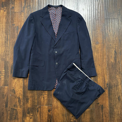 1960s 1970s Navy Oregon Sport Jacket VTG Mens Suit 42 33x33 Rockabilly Classy