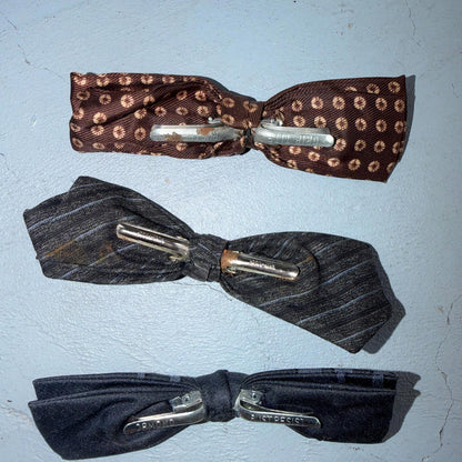 Lot of 7 Vintage 1950s Clip-on Bow Ties MCM Plus Cowboy Ties Silver Classy