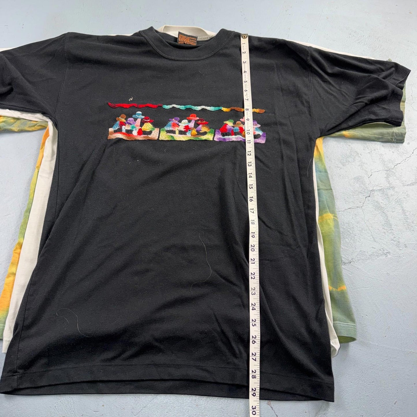 Ecuador Chain Stitch VTG T Shirt Travel Mexico Traditional Novelty Tie Dye Lot 3