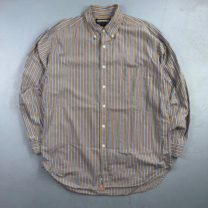 Vintage Abercrombie & Fitch Button Down Shirt Men Large Striped Long Sleeve Y2K
