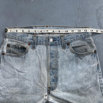 Levis 501 Vintage 90s USA XX Straight Leg Jeans Blue Light Wash 30x34 Act 28x29