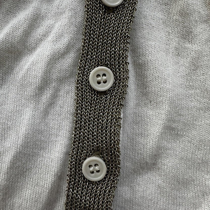 Vintage 1970s Women's White Gold Cardigan Sweater Cute Accent Button Up 70s