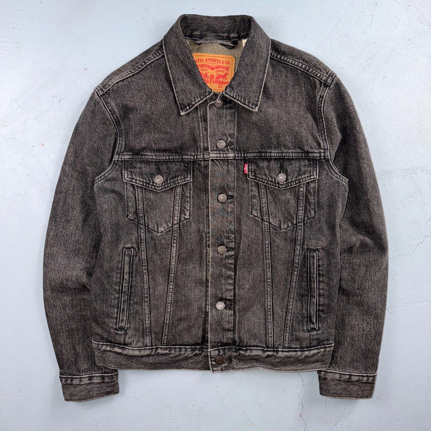 Levis Button Front Cotton Denim Trucker Jean Jacket Black Type 3 VTG Style Y2K