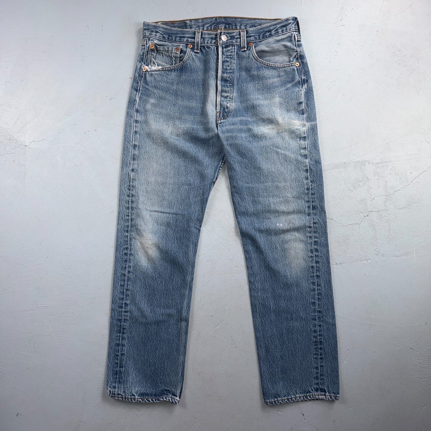 Levis 501 Vintage 90s USA XX Straight Leg Jeans Blue Light Wash 34x33 Act 31x29
