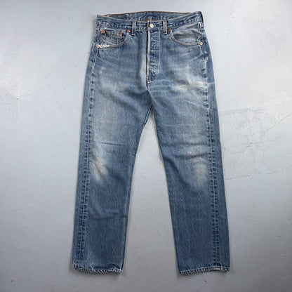 Levis 501 Vintage 90s USA XX Straight Leg Jeans Blue Light Wash 34x33 Act 31x29