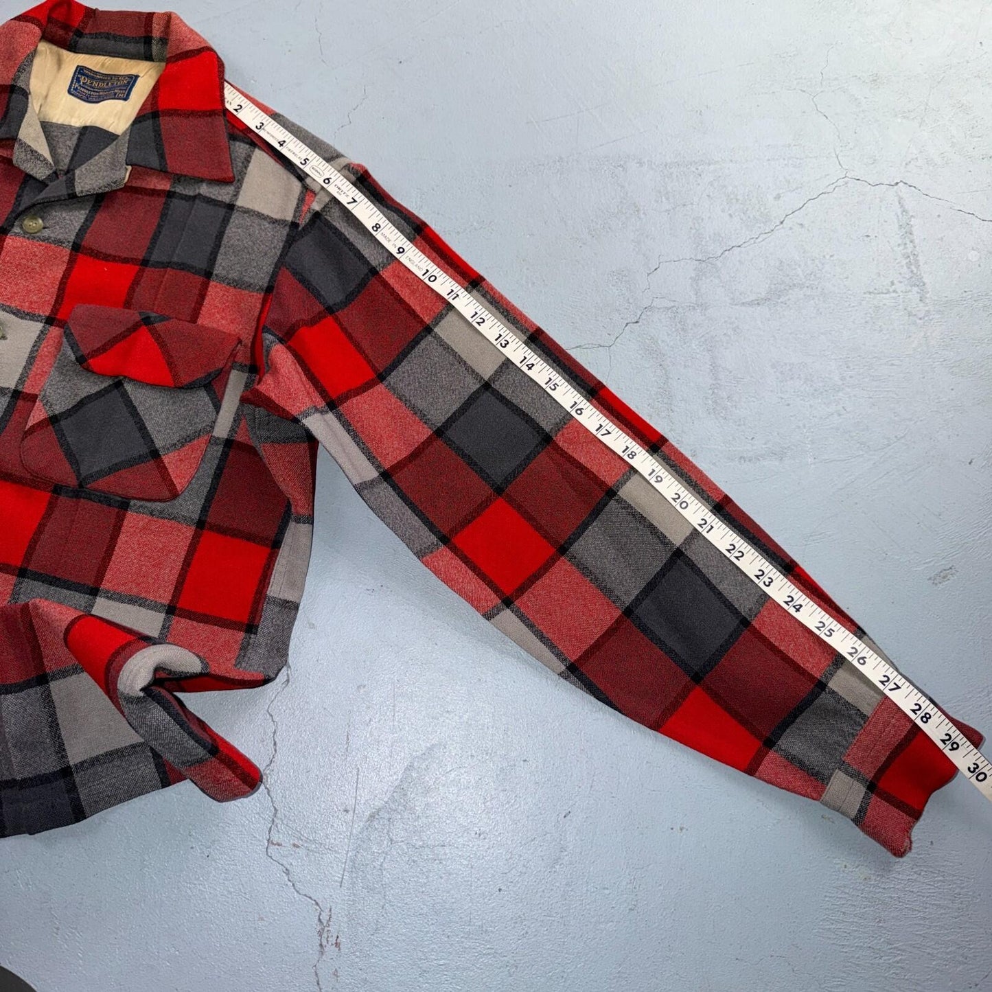 Pendleton VTG 1950s Loop Collar Board Shirt Wool Plaid Flannel Shirt Checker