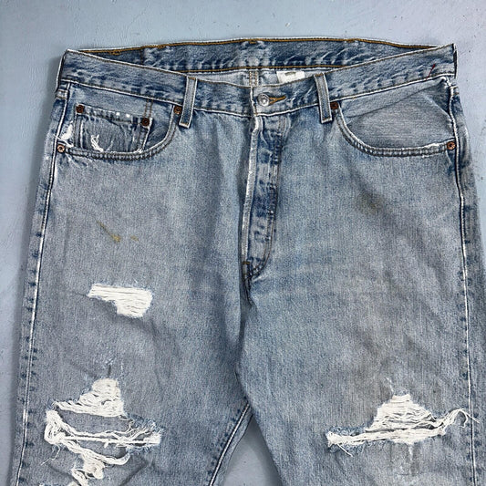 Levis 501 Vintage Y2K XX Straight Leg Jeans 90s Blue Light Wash 38x32 Act 37x30