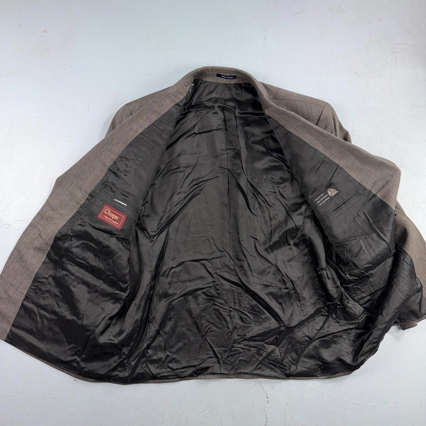 1990s Chaps Ralph Lauren VTG Mens 2 PC Suit 48 Jacket Coat Pants Gray Wool