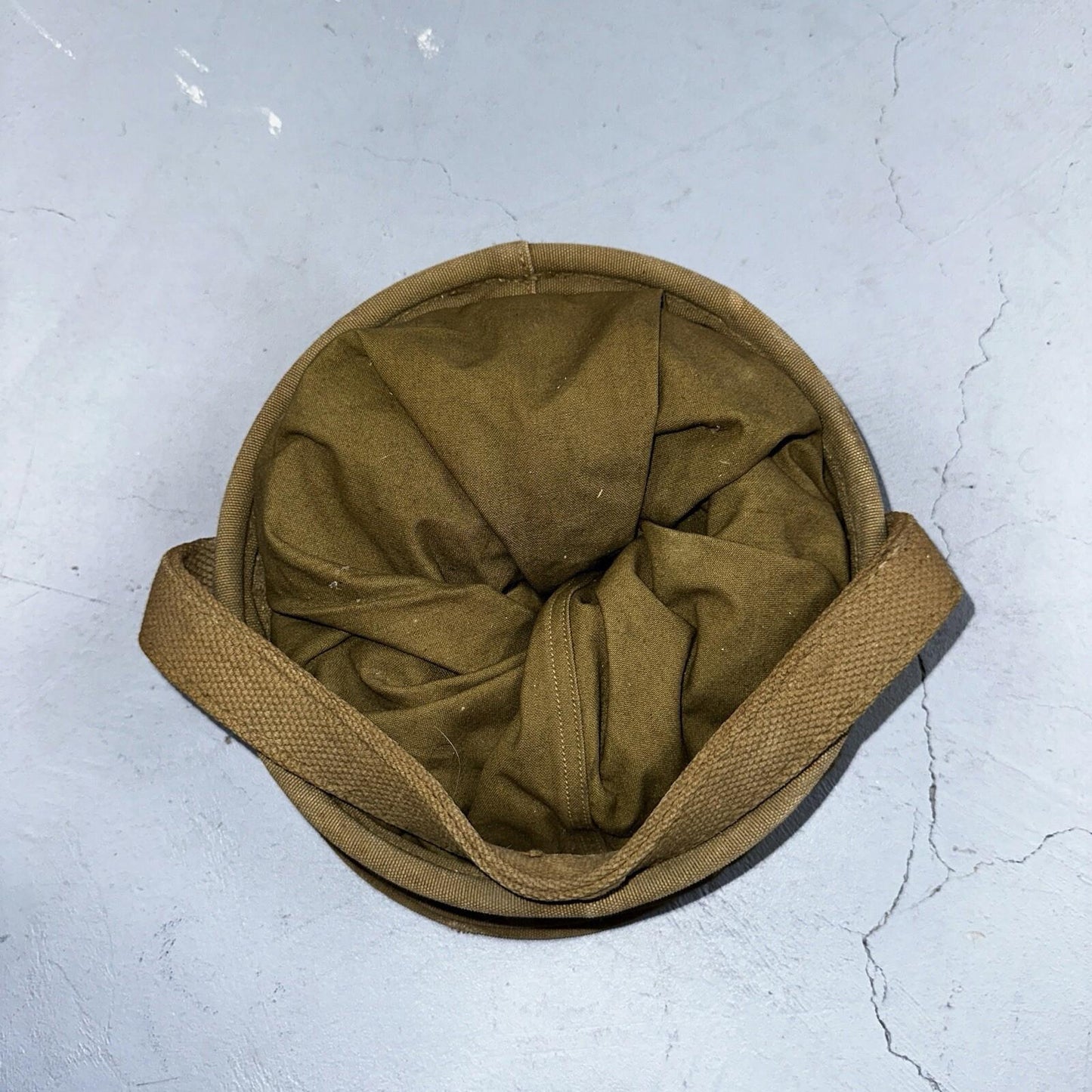 WWII US Army Cavalry Collapsable Folding Canvas Jeep Water Bucket 1943 40s Bag