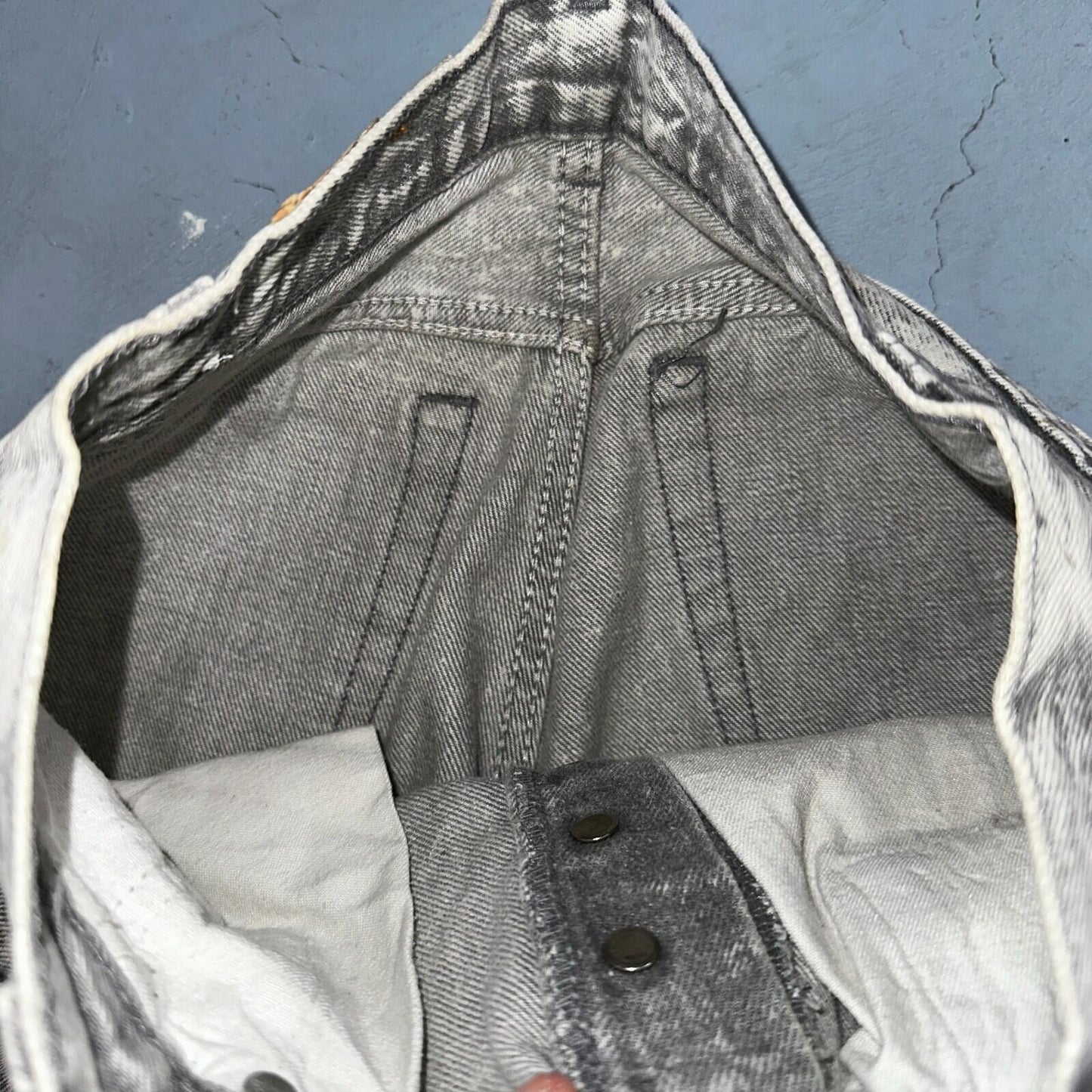 Levis 501 Vintage 80s USA XX Straight Leg Jeans Gray Acid Wash 28x30 Act 26x27