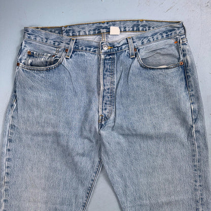 Levis 501 Vintage Y2K 90s XX Straight Leg Jeans Blue Light Wash 38x34 Act 36x34