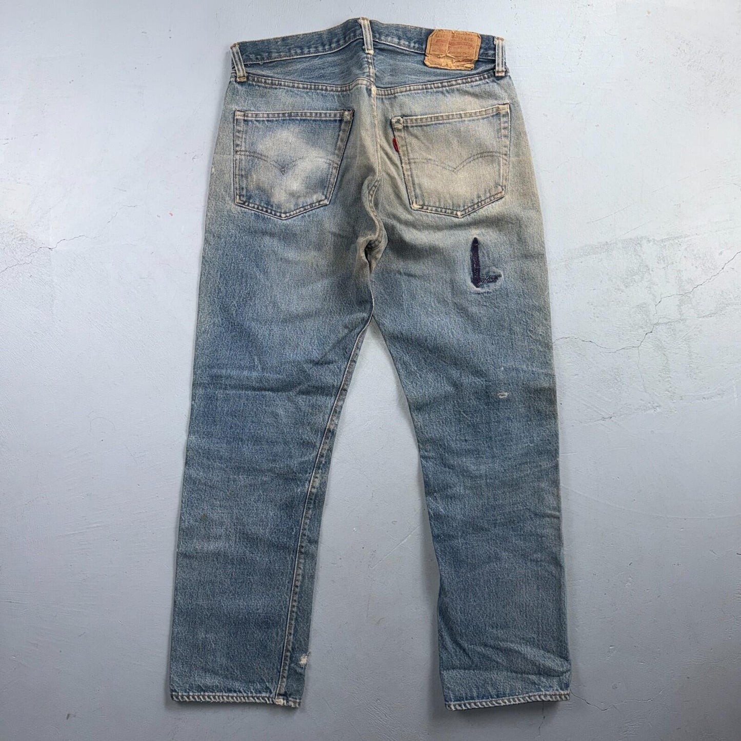Levis 501 Vintage 80s Redline Selvedge USA XX Jeans Light Wash 35x34 Act 32x29