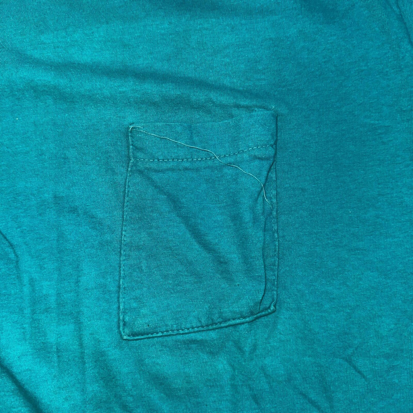 1960s Fruit Of The Loom VTG T Shirt Green Blue Thrashed Single Stitch 60s Blank