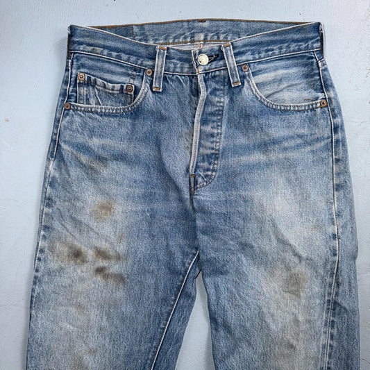 Levis 501 Vintage 80s Redline Selvedge USA XX Jeans Light Wash 30x34 Act 28x29