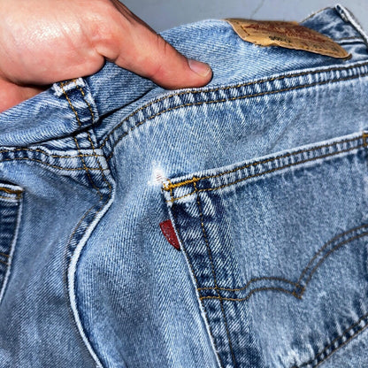Levis 501 Vintage 90s USA XX Straight Leg Jeans Blue Light Wash 35x34 Act 33x30