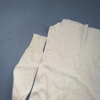 Jockey VTG 1960s Shirt Ivory Waffle Knit Thermal Underwear Long Sleeve XL