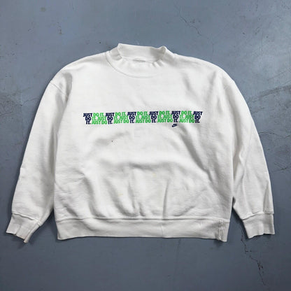 Nike VTG 90s Sweatshirt Crewneck Just Do It USA Logo 1990s White Jumper Gym