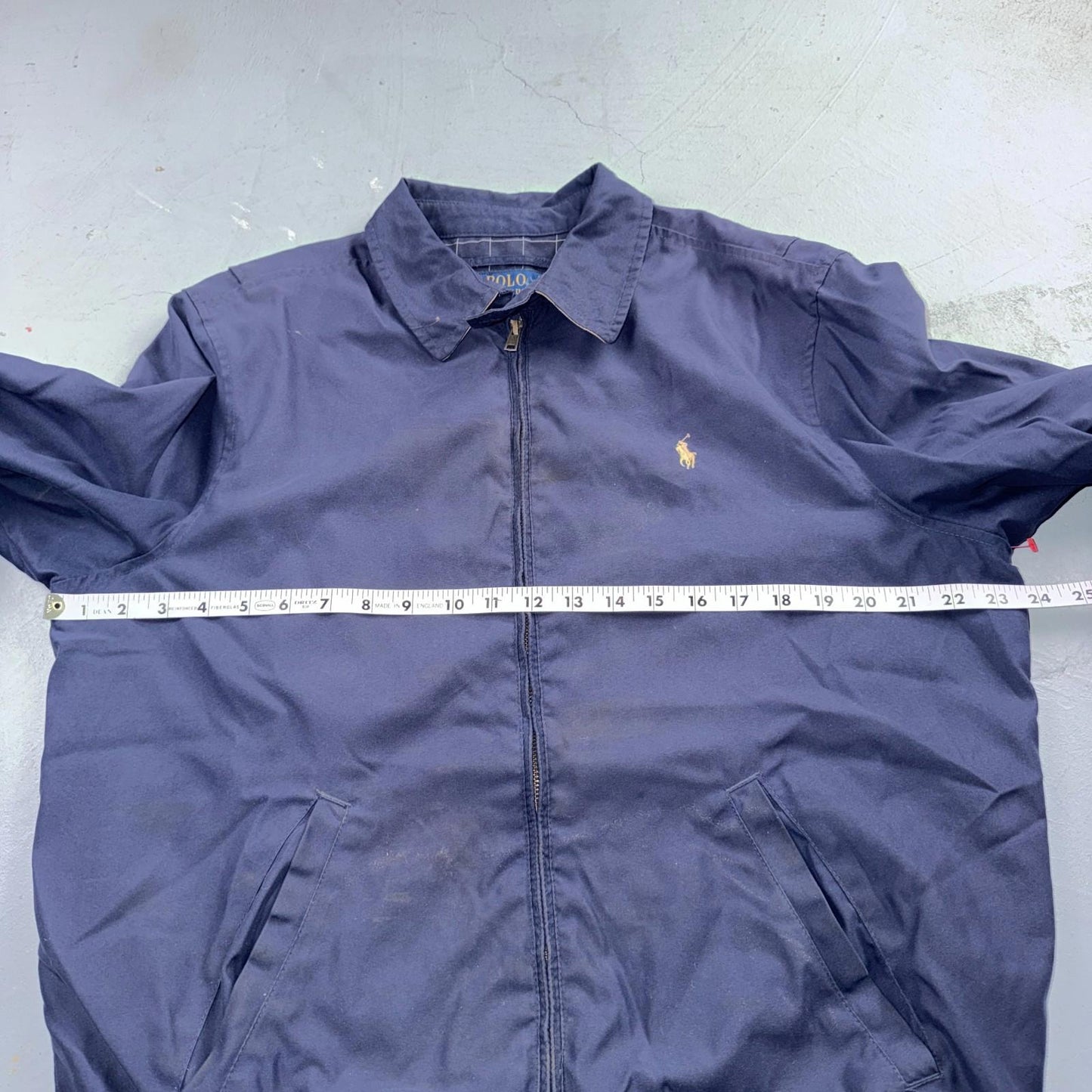 Polo Ralph Lauren Harrington Jacket Men M Solid Blue Striped Lined Y2K