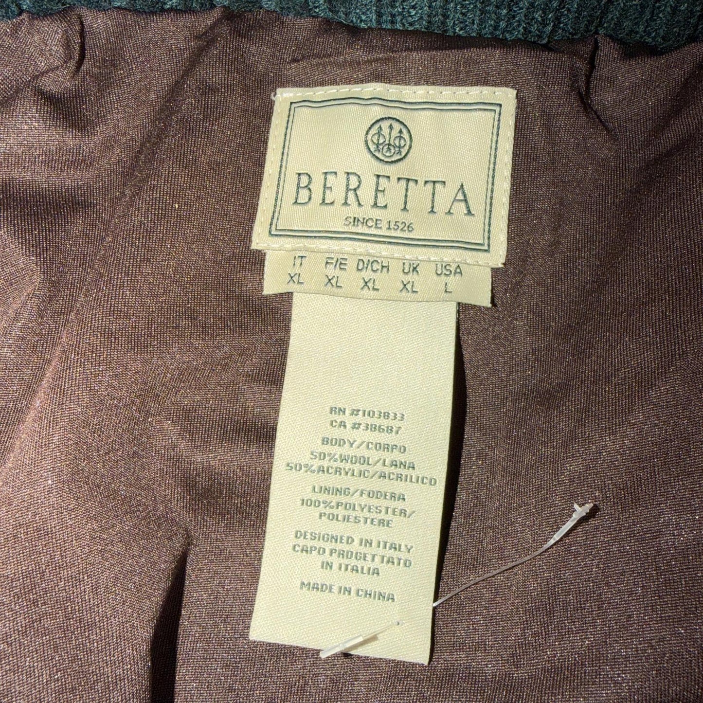Beretta Techno Windshield Zip Up Sweaters Hunting Men's XL Green