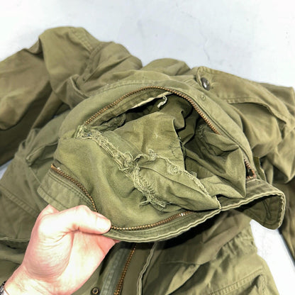 VTG US ARMY M-65 Field Jacket Coat Cold Weather Mans OG-107 Vietnam 70s Medium