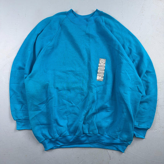 VTG FOTL Tags Sweatshirt Mens 3XL Blue Travel USA America Basic Deadstock