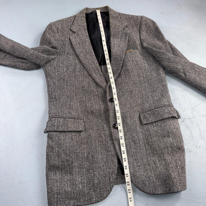 Harris Tweed Stafford Vintage 40 Blazer Gray Herringbone Wool Sport Coat USA