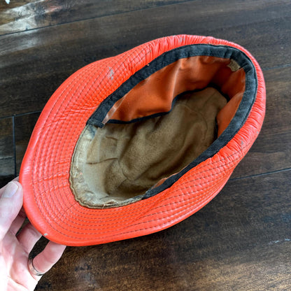 Vintage 1950s Fisherman Hunting Hat Cap Bucket Orange 7 1/8 WWII 50s 60s