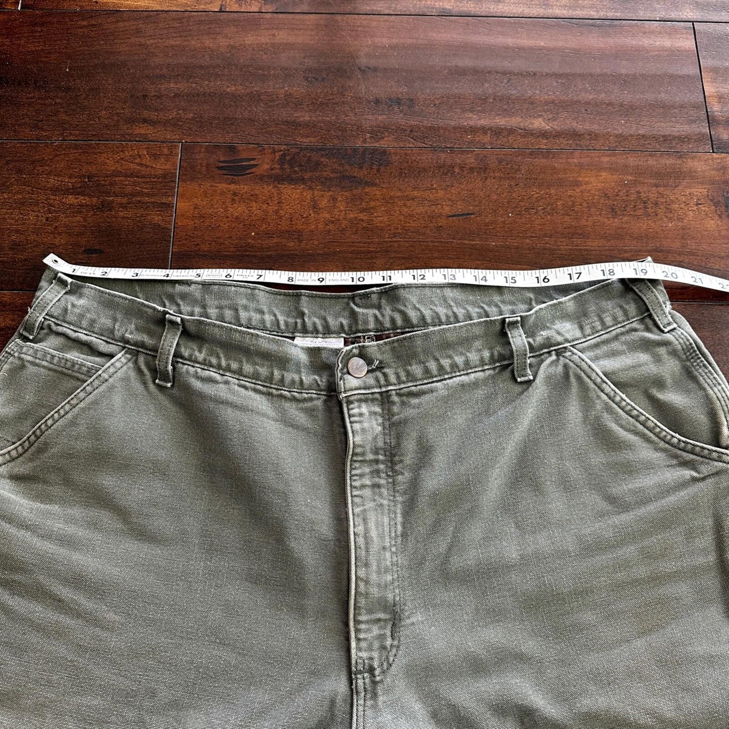Carhartt Pants Men's 42X30 Flannel Lined Washed Duck VTG Fit B111-MOS Green