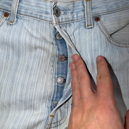 Levis 501 Vintage Y2K 90s XX Straight Leg Jeans Blue Light Wash Stripe Act 33x29