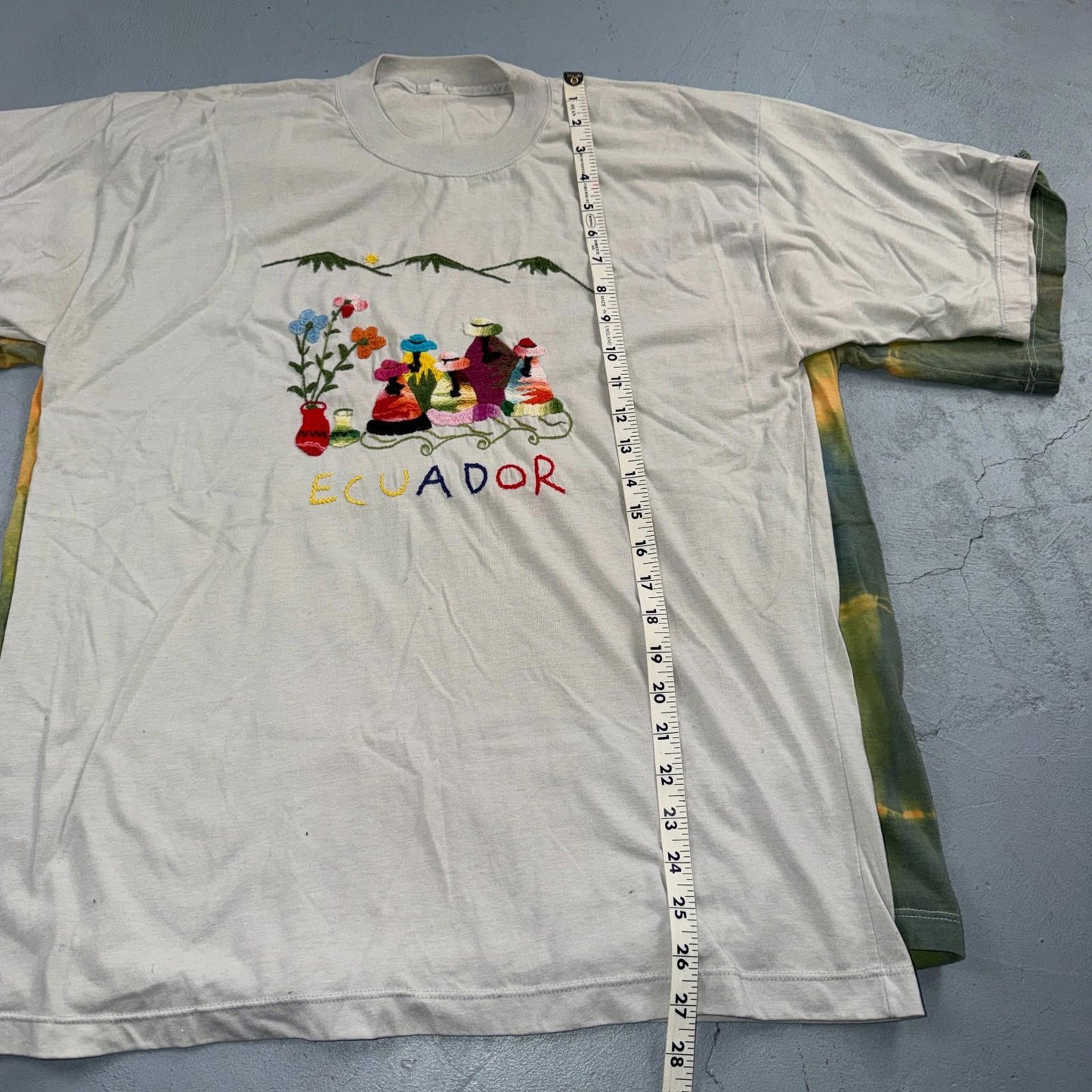 Ecuador Chain Stitch VTG T Shirt Travel Mexico Traditional Novelty Tie Dye Lot 3