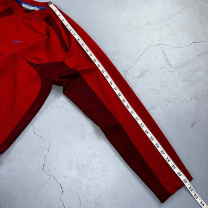 Nike Jersey Red Y2K Long Sleeve Center Swoosh VTG T Shirt Gym Sports Tonal 2000s