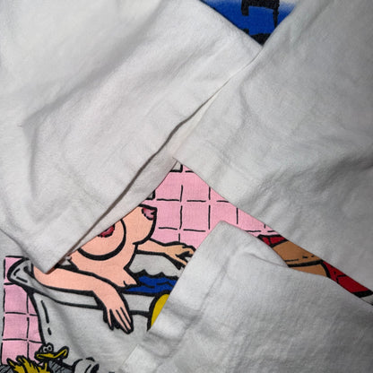 Pinup Babe In Tub 80s VTG T Shirt Hanes Beefy USA Tile Graphic Tile Girl Nudey