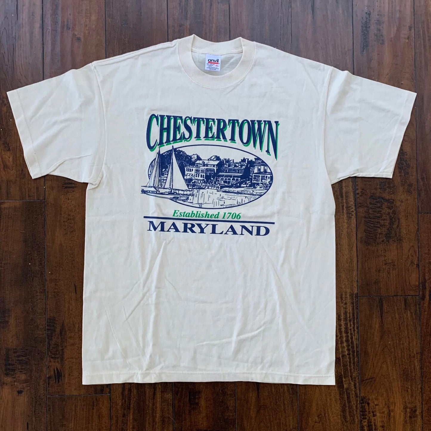 Chestertown Maryland Vintage T Shirt East Coast Anvil 90s Y2K Travel Ships Band