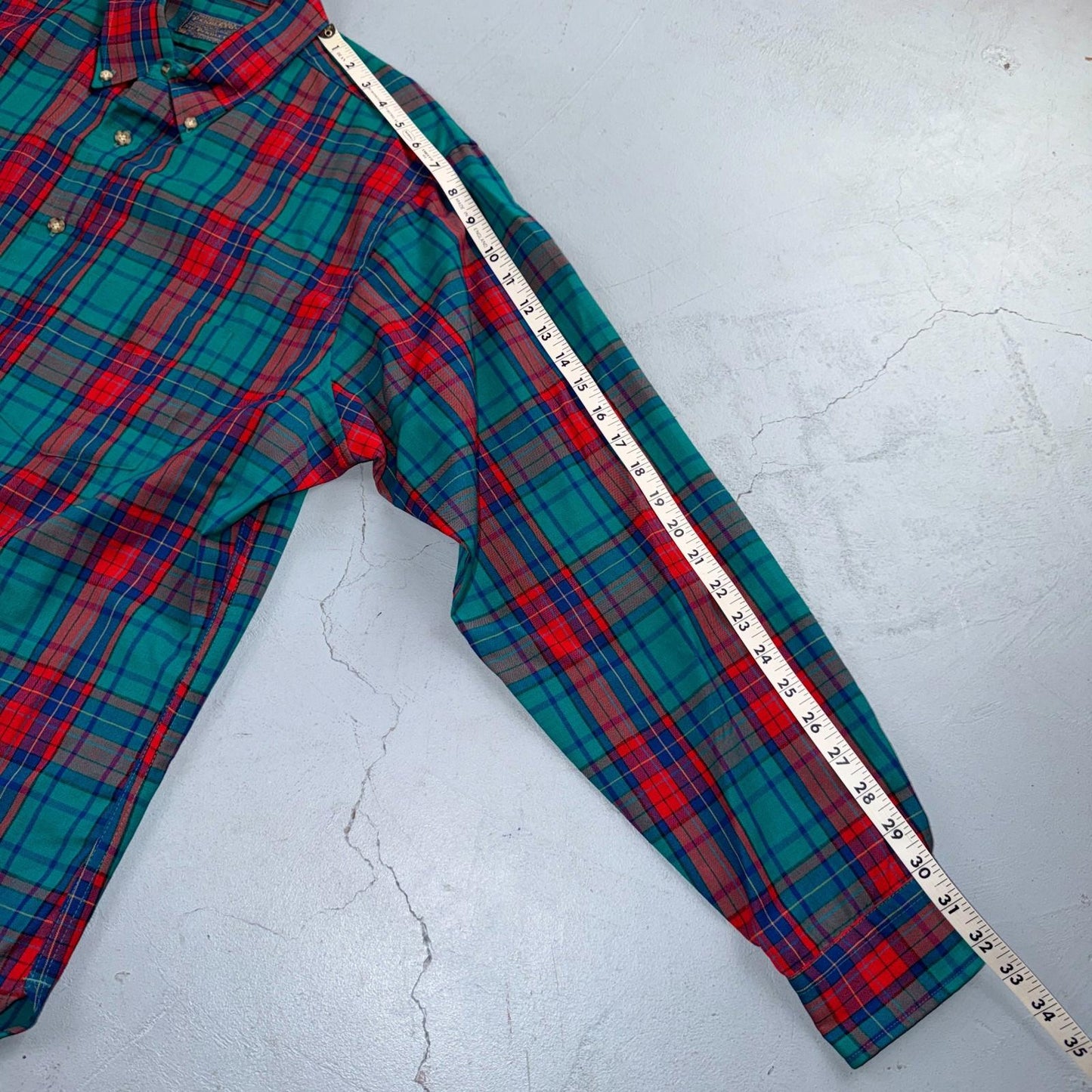 Pendleton VTG USA Made Virgin Wool BF LS Flannel Blue Red Turquoise Sz XL
