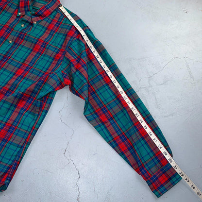 Pendleton VTG USA Made Virgin Wool BF LS Flannel Blue Red Turquoise Sz XL