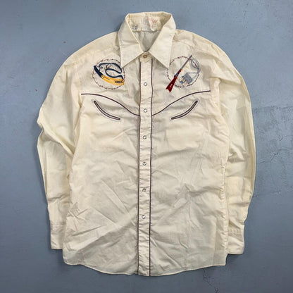 Kennington VTG Rocking K Ranchwear Shirt M Native Chief Pearl Snap Western 70s