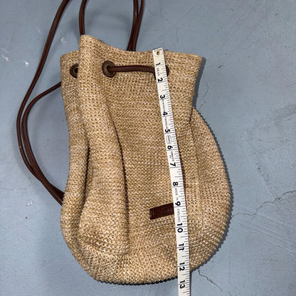 Rosetti Woven Purse Natural Tan Zippered Classic Small Bag Faux Leather Strap