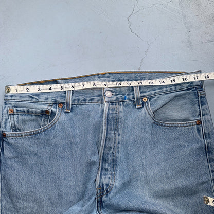 Levis 501 Vintage 90s USA XX Straight Leg Jeans Blue Light Wash 36x32 Act 35x31
