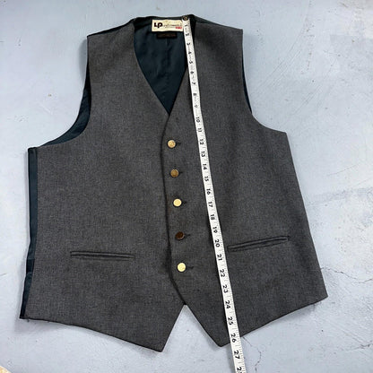 VTG Mens 2 PC Suit 44L Jacket Coat Vest Gray Levis Panatela Wool 80s