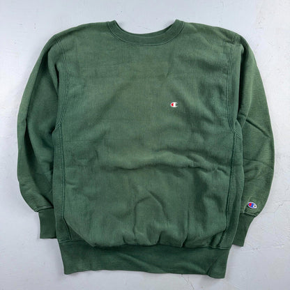 Vintage Champion 90s USA Green Reverse Weave Sweatshirt Blank XL Gusset Jumper