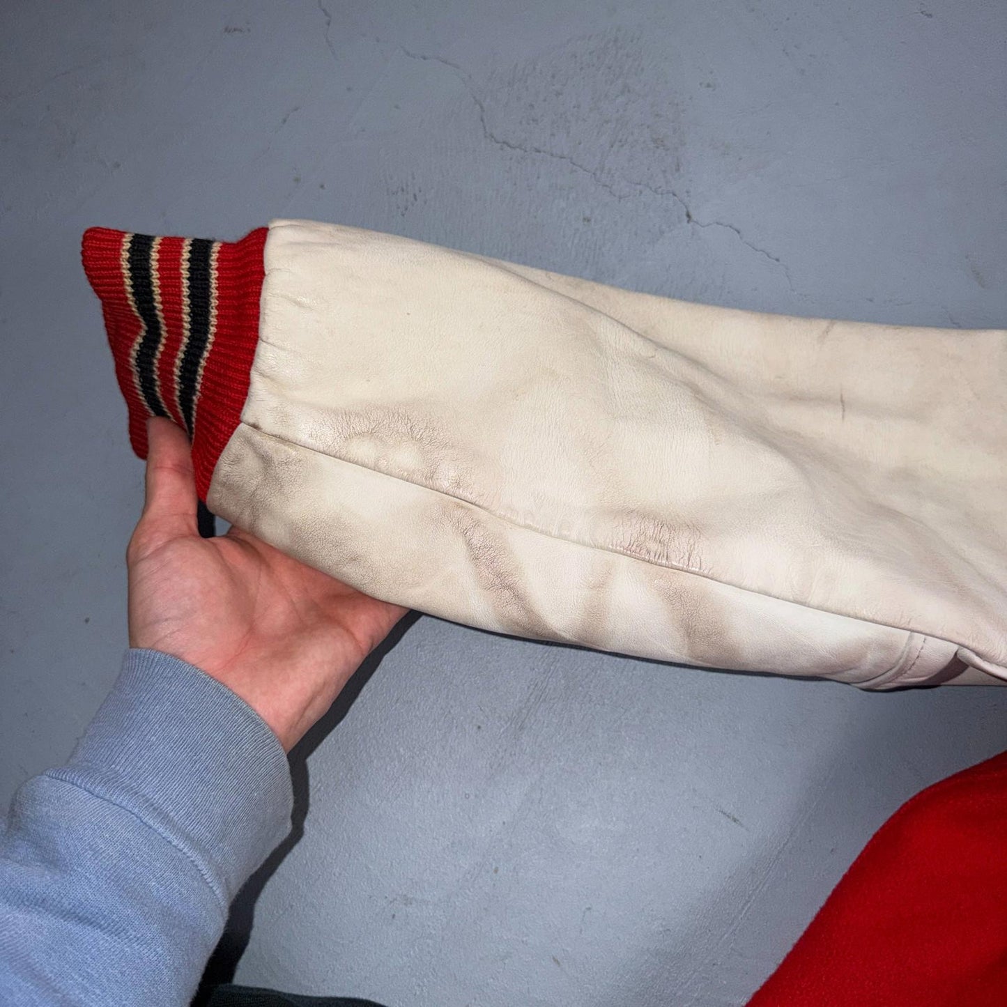 VTG 70s Nelson Varsity Jacket Letterman USA Made Leather Collegiate 44 Red Phil