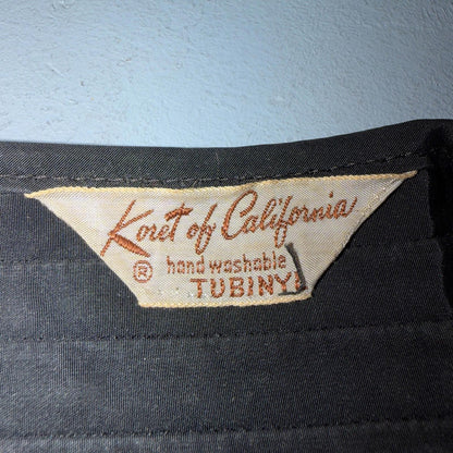 1950s Koret of California Midi Dress Womens Flare Textured Rockabilly Black