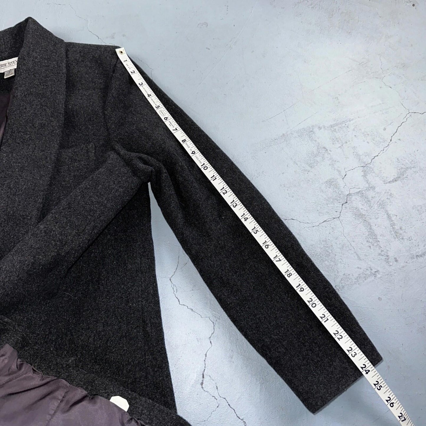 Vintage Valerie Steven’s Gray Black Wool & Cashmere Blend Blazer Women’s Sz 8